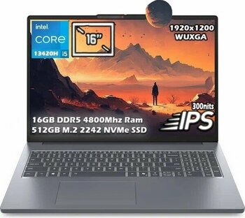 Lenovo Ideapad Slim 3 16IRH10 Intel Core i5-13420H 16GB DDR5 512GB SSD 16'' WUXGA IPS Panel Freedos Gri Taşınabilir Bilgisayar