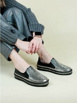 Birikon Taş Baskılı Lastikli Sneakers SİYAH - Siyah - 36