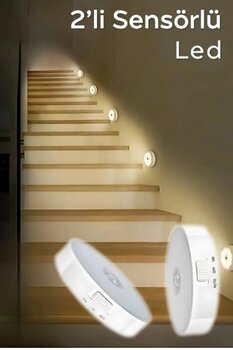 Kitchen Beauty 2 Adet Hareket Sensörlü Kablosuz Usb Şarjlı Akıllı Spot Led Lamba Beyaz Işık