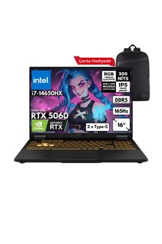 ASUS TUF F16 i7-14650HX 32GB 2 TBSSD RTX5060 (8GB) 16\" Freedos + Sırt Çantası FX608JMR-RV024HMF7