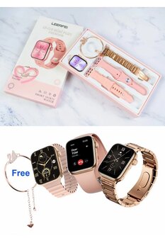LaraThec G9 Mini Plus LF 4 Kordonlu Ve Aksesuarlı Bayanlar Için Şık Akıllı Saat Rose renk Kadın