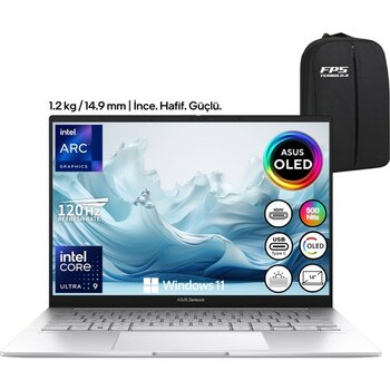 Asus Zenbook 14 OLED UX3405CA Core Ultra 9 285H Intel Arc Graphics 32GB Ram 2tb SSD 14" 3k 120Hz W11 Taşınabilir Bilgisayar - 2 TB - 32 GB