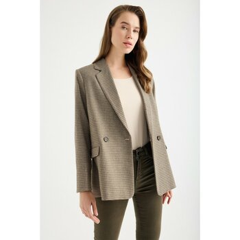 Masha Kate Yünlü Kazayağı Blazer Ceket - Desenli - 44