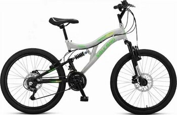 Salcano Hector 24 Mekanik Disk Fren 21 Vites Mat Krom Yeşil Sarı Çocuk Dağ Bisikleti Gri - Yeşil