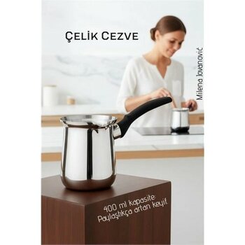 Marsilyan Çelik Cezve 400 ml - Süt ve Kahve Cezvesi - Renkli