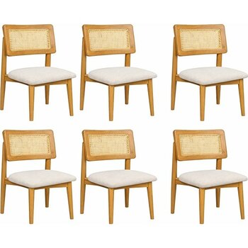 Lif Mobilya Hasır Sandalye Meşe Renk – Iskandinav Tasarım (6’lı Set) - 6'Lı Set