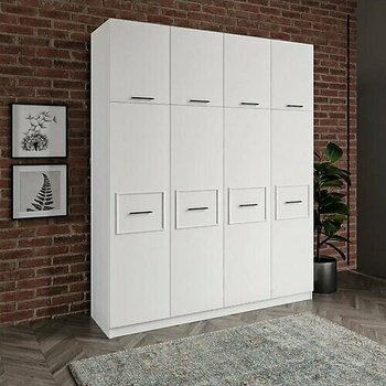 MERLİN MOBİLYA Diva Çok Amaçlı 8 Kapılı Elbise ve Yüklük Dolap