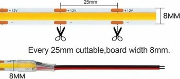 Demir Led 12V Cob Şerit LED 8mm 320 Ledli Esnek Pembe Cob LED IP20 (5 Metre)