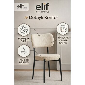 Elif Sandalye Ergonomik Sandalye – Yumuşak Sünger Dolgulu, Modern Tasarım, Konforlu Oturma Sandalyesi - Bej