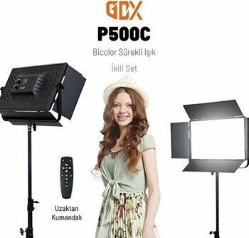 GDX P500c Bicolor Profesyonel İkili 300w LED Panel Video ve Fotoğraf Stüdyo Işık Seti