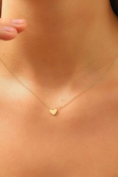MOOM MÜCEVHERAT 14 Ayar Altın Kolye Minimal Kalpli Altın Kolye 45 Cm Uzunluk
