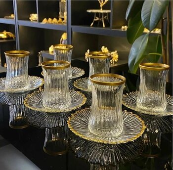 Paşabahçe 12 Parça Elysia Yaldızlı Çay Takımı Seti