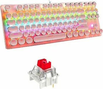 CoverZone Leaven K550 Pembe Kablolu USB Mekanik RGB Kırmızı Switch Oyuncu Işıklı Klavye