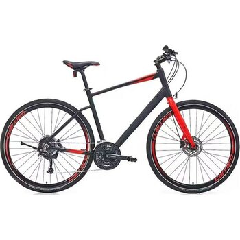 Carraro Sportive 328C Hd - 28 Jant 19'' 48CM (M) Kadro 18 Vites Şehir Bisikleti -Mat Siyah/kırmızı - Mat Siyah - Kırmızı