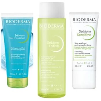 Bioderma Sebium Foaming Gel Tüp 200 ml + Sebium Lotion 200 ml + 30 ml Sebium Sensitive Cream
