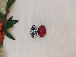 Gümüş Fare Figürlü Yüzük Kırmızı Kristalli Ayarlanabilir Çocuk Yü