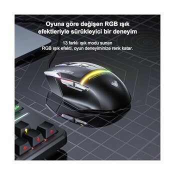 Asseds Store Aula S12 Pro 12800 Dpı 8 Tuşlu Makrolu Kablolu Optik Gaming Oyuncu Mouse Beyaz - Option-1