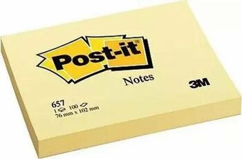 Post-It 657 Sarı 76 x 102 mm Yapışkanlı Not Kağıdı