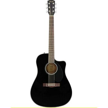 Fender CD-60SCE Dreadnought Ceviz Klavye Black Elektro Akustik Gitar - Siyah