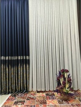 Perhal Şantuk Yağmur Desenli Keten 1-2 Seyrek Pile Tül Perde - Kırık Beyaz - 325 x 200 cm