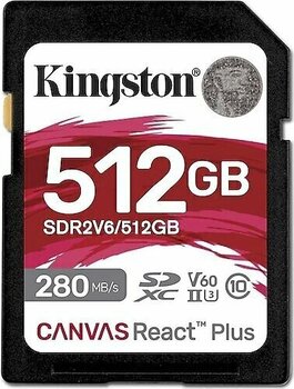 Kingston Canvas React Plus SDR2V6/512GB Class 10 UHS-II U3 V60 512 GB Hafıza Kartı