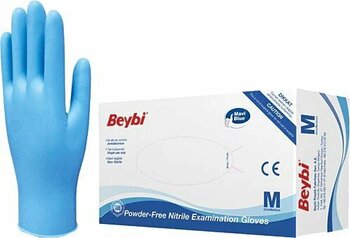 Beybi Pudrasız Mavi Nitril Orta Boy (M) 100'lü Muayene Eldiveni