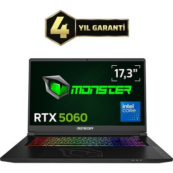 Monster Tulpar T7 V26.3.2 Intel Core 7 250H 32 GB RAM 1 TB SSD 8 GB RTX 5060 FreeDOS 17,3" FHD 144 Hz Oyun Bilgisayarı