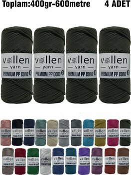 vollen yarn 600m Polyester Makrome Ipi, Supla Ipi, Çanta Ipi, Bileklik Ipi,makrame,asker Yeşili 1.5mm-400gr