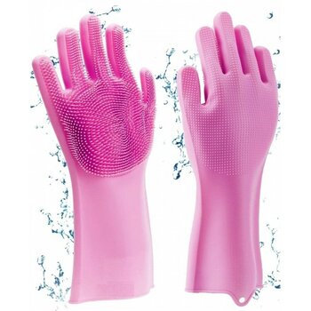 Qniay Silikon Eldiven Bulaşık Yıkama Eldiveni Dayanıklı Kaymaz Tırtıklı Eldiven Fırın Mutfak Eldiveni 2'li Set