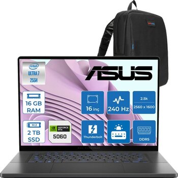 Asus Rog Zephyrus G16 (2025) Intel Core Ultra 7 255H 16GB 7467MHZ Ddr5 2tb SSD Freedos RTX5060 8gb Gddr7 105W Rog Nebula Display 2.5k (2560 x 1600,...