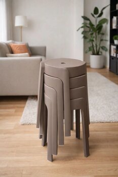 Funny Life 4 Adet Kaydırmaz Tabanlı İstiflenebilir Plastik Tabure - Çok Amaçlı Tabure Ev Balkon Bahçe Tipi