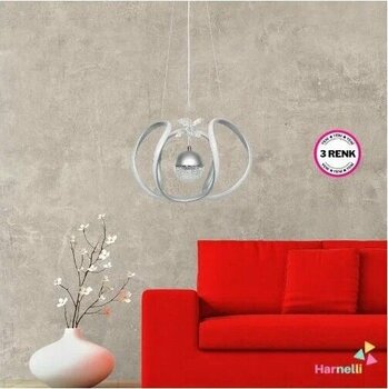 Harnelli 3 Renk Yanabilen Şeker Camlı Modern Ledli Gri B15 2 Ampul Avize