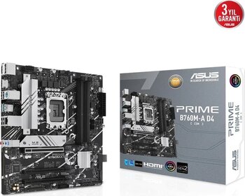 ASUS PRIME B760M-A D4 CSM DDR4 HDMI-DP PCIE 4.0 1700p mATX KURUMSAL ANAKART
