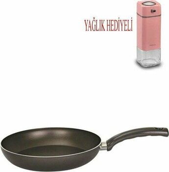 Mehtap Teflon Tava 22 cm ve Pembe Yağdanlık - Füme