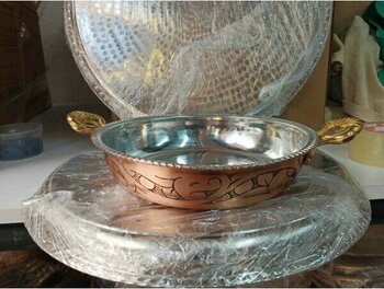 Zinnun Bakır Oyma Kaplamalı Ağır Tava/Sahan 17 cm