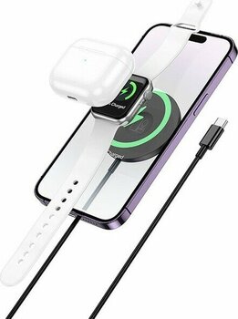 Hoco CW50 15W Air Pods + Apple Watch+Iphone 3in1 Kablosuz Manyetik Hızlı Şarj Aleti - Siyah