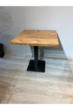 Resa mobilya design Kare Cafe Masası Mdf Balkon Masası 70x70 1 Masa 1 Döküm Ayak