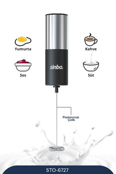 Sinbo Yüksek Devirli Süt Kahve Köpürtücü Super Power Motor Sto-6727 Yeni Seri Süt Köpürtücü Milk Frother