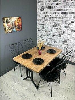 Hey Modüler Mobilya Handan Ceviz Mutfak Yemek Masası Balkon Masası Kavisli Köşe 110*70 cm