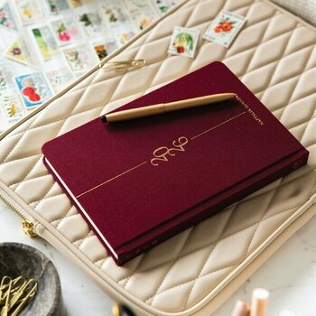 Paperora 2026 A5 Keten Haftalık Ajanda – 12 Aylık Bordo - Sert Kapak - 15x21 cm