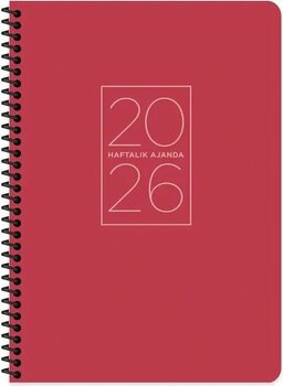 Keskin 2026-20*28 Spiralli Haftalık Ajanda-Kırmızı