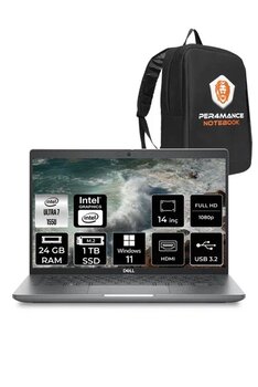 Dell Latitude 5450 Ultra 7 155U 24Gb 1Tb Ssd 14'' Fhd W11p Taşınabilir Bilgisayar Per4 Çanta