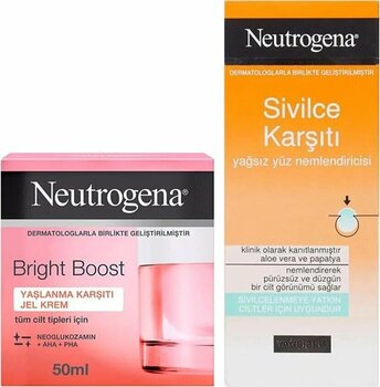 Neutrogena Bright Boost Jel Krem 50 ml Ve Yağsız Yüz Nemlendiricisi 50 ml