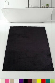 Bonny Home Elite Siyah 80x150 Cm Köşeli Peluş Banyo Paspası Siyah