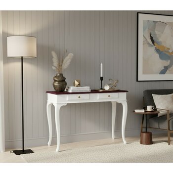 Wooding Mobilya 110 cm Masif Lükens Beyaz Ceviz Çalışma Masası - 110x70 - Beyaz - Ceviz