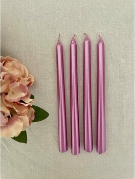 Hediye Ofisi Sedefli Pembe Renkli Şamdan Mumu - 4 Adet