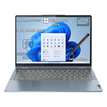 Ideapad Flex 5 14Abr8 Amd Ryzen 7 5825U 16Gb 512Gb Ssd 14" Wuxga (1920X1200) Ips Panel Windows 11 Home Taşınabilir Bilgisayar 82Xx00fktx + Lenovo Digital Kalem