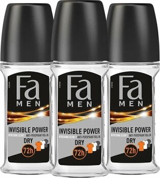 Fa Men Invisible Power Roll-On 50 ml Erkek Deodorant - 3 Adet 48 Saat Kalıcı Kıyafet Korumalı