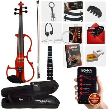 Midex RCZ-606RD Elektro Keman Seti Red (Kulaklık Kablo Yastık) - Kırmızı