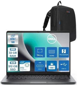 Dell Pro 14 Intel Core 7 150U 32Gb Ddr5 512Gb Ssd Intel Graphics 14" Fhd+ Ips 300Nıts Windows 11 Pro Taşınabilir Bilgisayar Pc14250c7165h09 + Zettaçanta